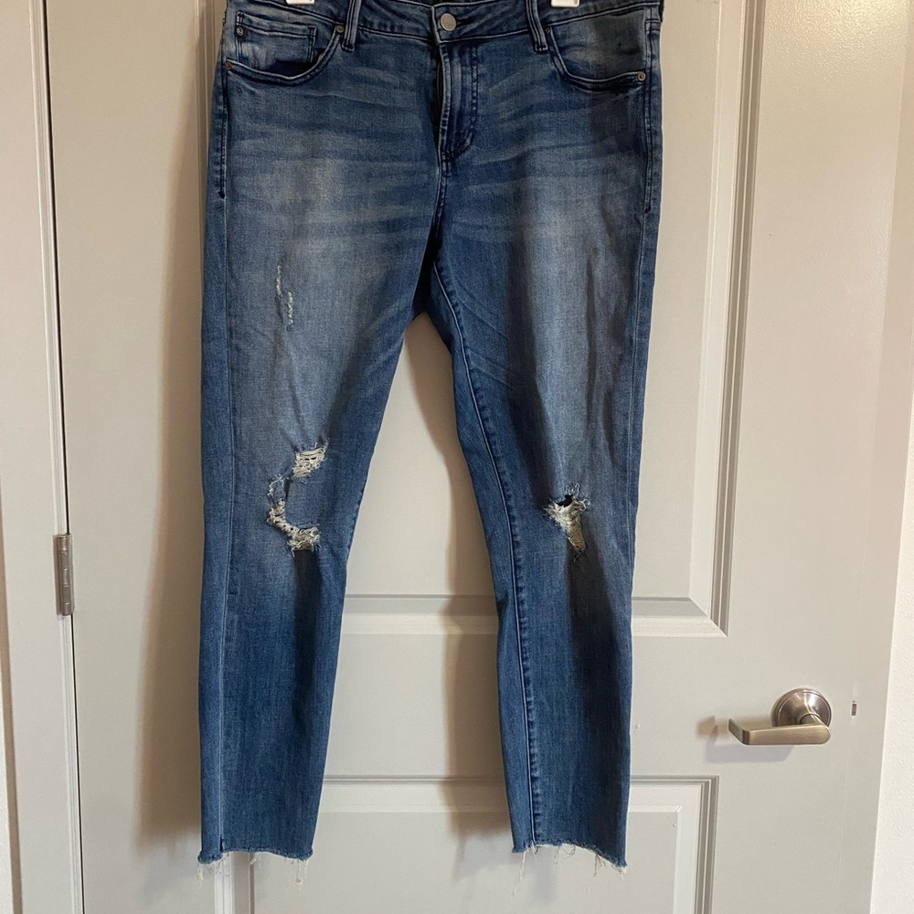 Dear John Distressed Ankle Jeans in Blue